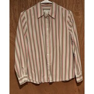 Orvis Woman's Long Sleeve Button Up Shirt Multi-color Strips Size 8